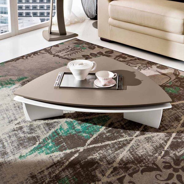 Couchtisch aus lackiertem mdf mit drehbarer platte made in italy - lisa