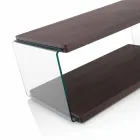 Couchtisch aus Walnuss Mdf und transparentes Glas in 2 Größen - Mindie Viadurini