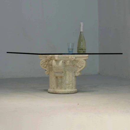 Kaffeetisch mit Stein und Glas Wohnzimmer mit einem klassischen Design Balos Viadurini