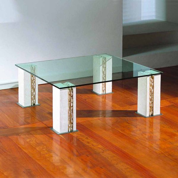 Couchtisch aus stein und kristall in modernem design milos