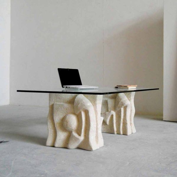Couchtisch aus stein und kristall in modernem design priamo-s