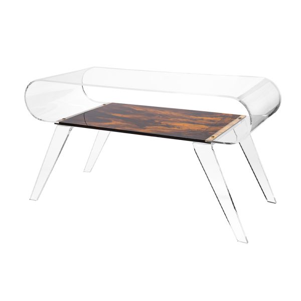 Couchtisch aus transparentem plexiglas oder mit designholz - gips