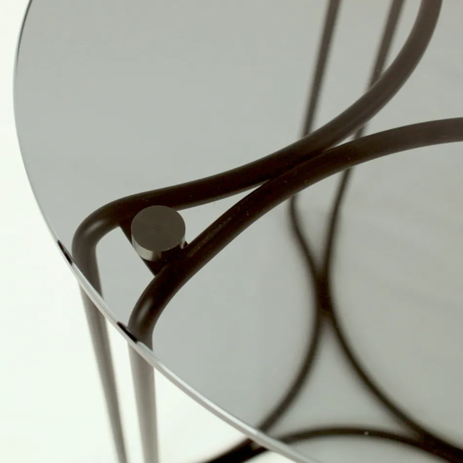 Couchtisch und Sockel aus Glas mit 3 Halbmonden, hergestellt in Italien – Arepa Viadurini