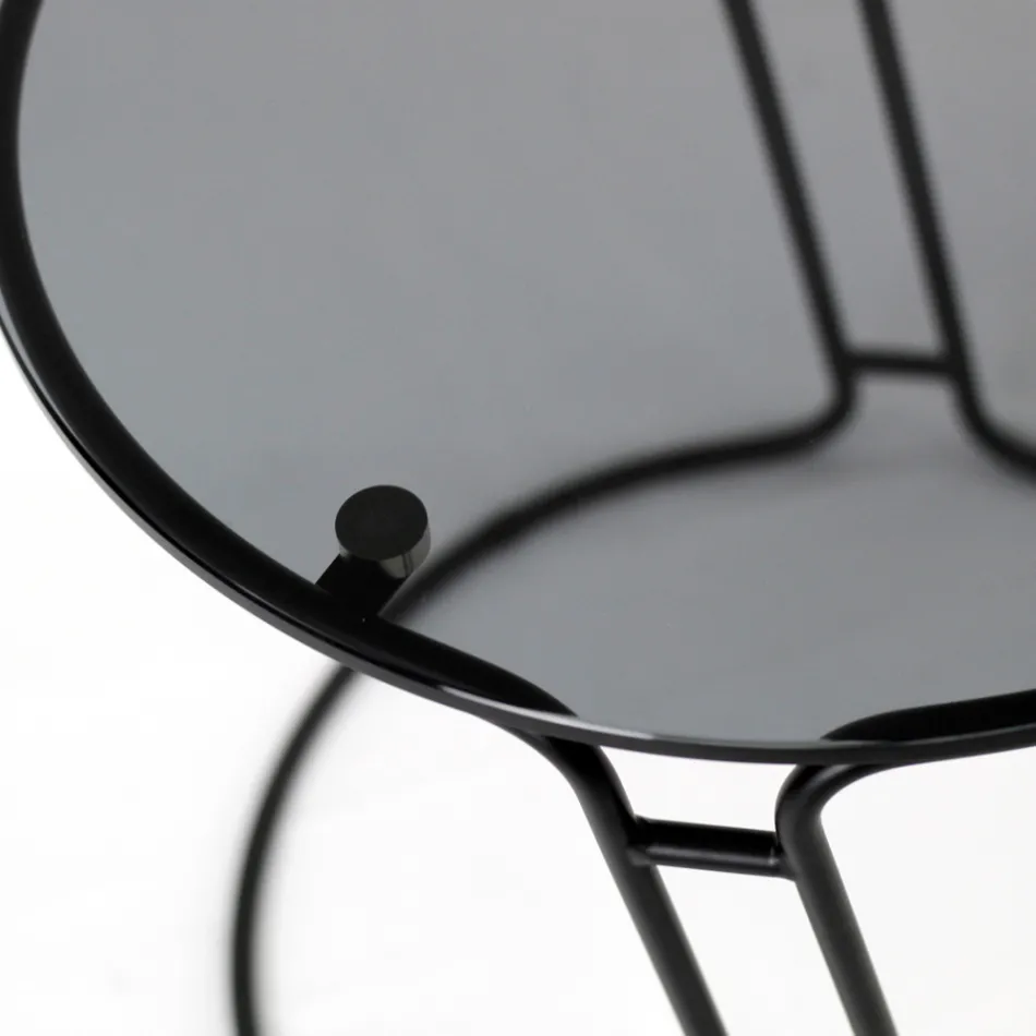 Couchtisch aus Glas und rundem Sockel, hergestellt in Italien – Tullia Viadurini