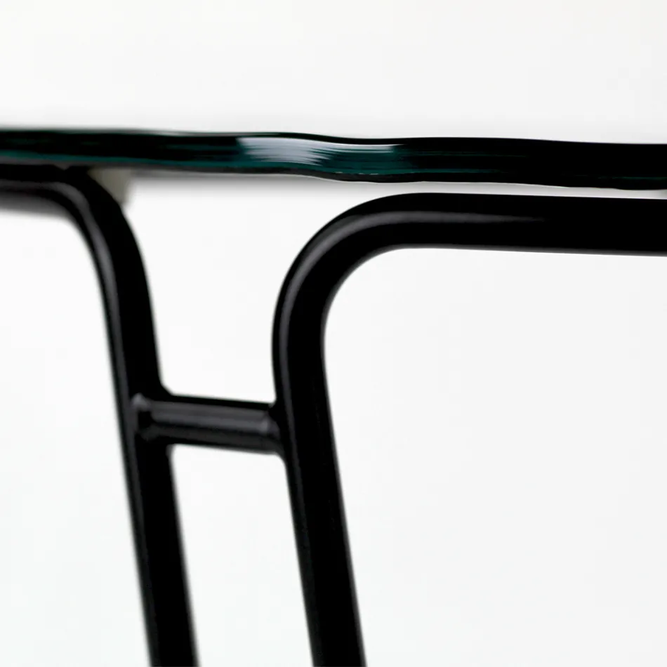 Couchtisch aus Glas und rundem Sockel, hergestellt in Italien – Tullia Viadurini