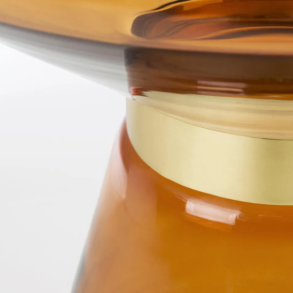 Couchtisch aus Glas und Dekor aus vermessingtem Stahl - Gabrio Viadurini