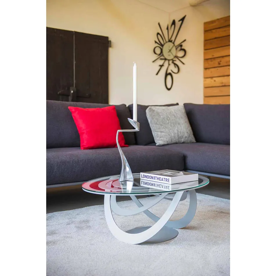 Couchtisch aus Glas und weißem Eisen oder Schiefer Made in Italy - Olfeo Viadurini