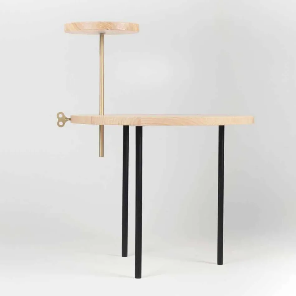 Moderner Couchtisch mit runder Eschenplatte Made in Italy - Velino Viadurini