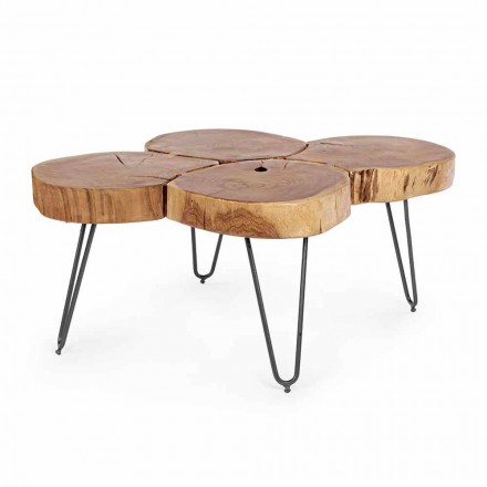 Homemotion Moderner Couchtisch aus Holz und lackiertem Stahl - Severo Viadurini