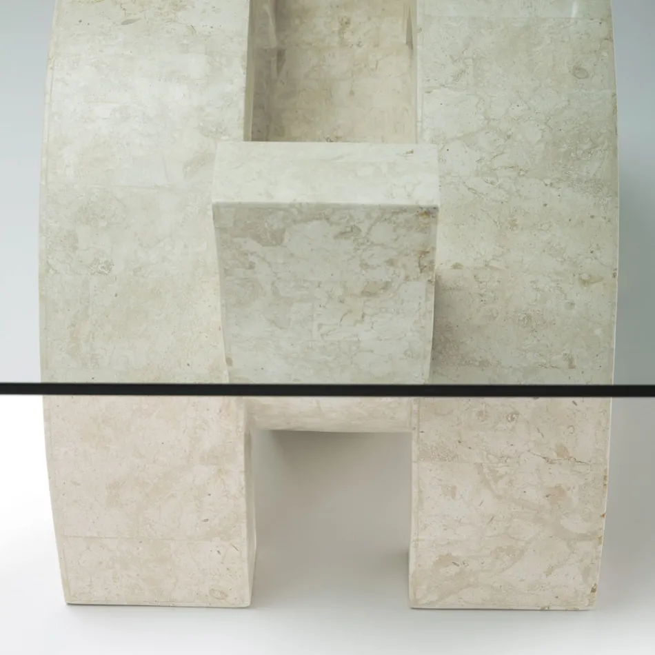 Moderner Couchtisch aus Stein und Glas – Austin Viadurini