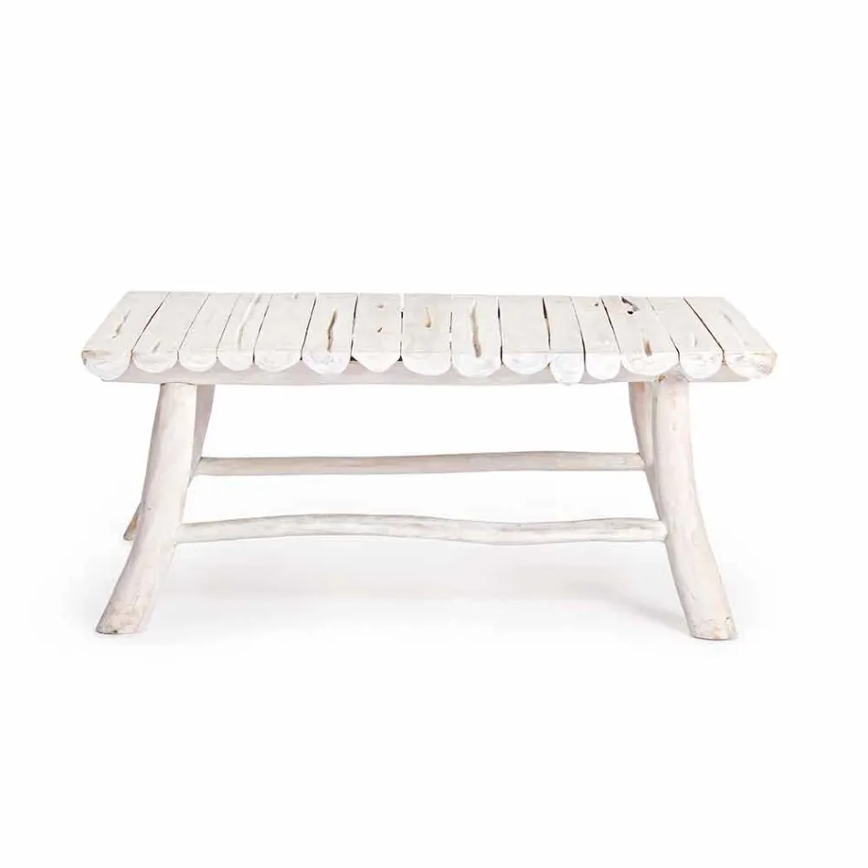 Homemotion Moderner Couchtisch in gebleichten Teakholzzweigen - Bambus Viadurini