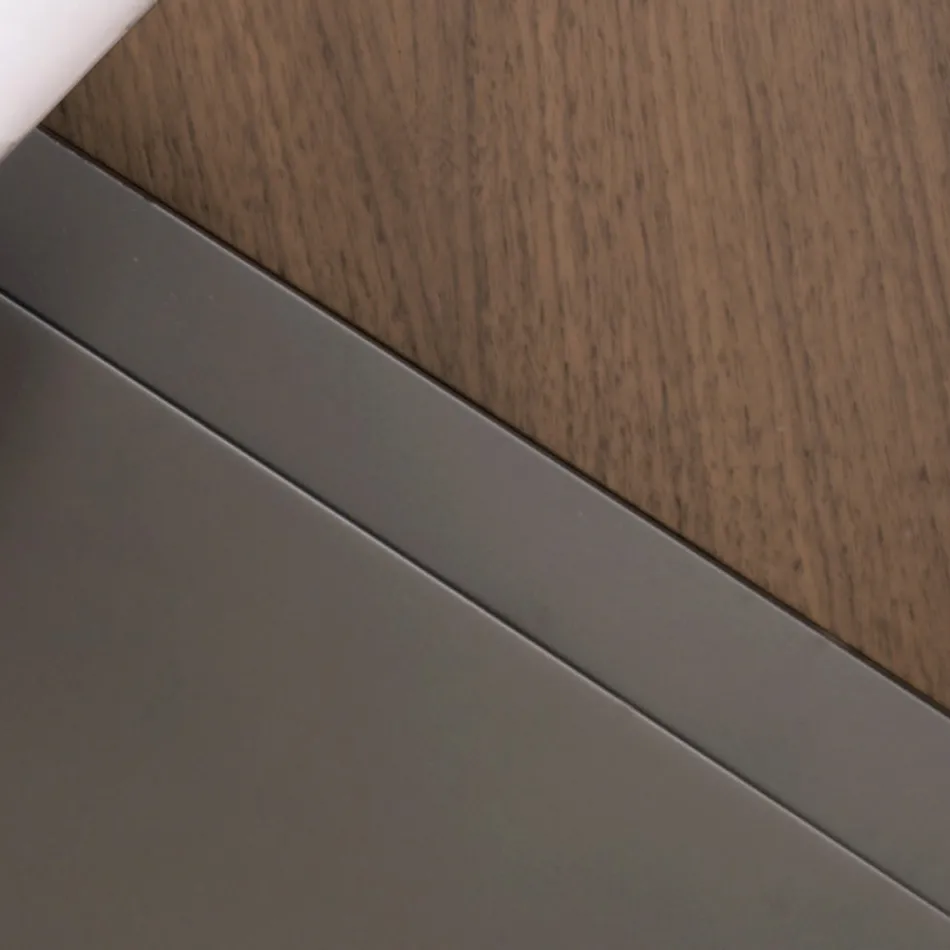 Ovaler Couchtisch aus Metall und zweifarbiger Holzplatte - Comacchio Viadurini