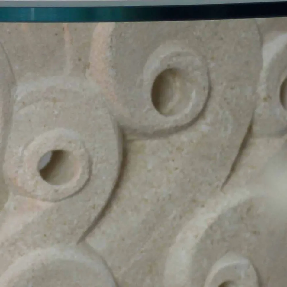 Couchtisch Oval Wohn Stein und Kristall, modernes Design Lindos Viadurini