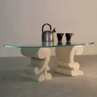 Couchtisch Oval lebendiger Stein und Kristall Design Arachne-S Viadurini