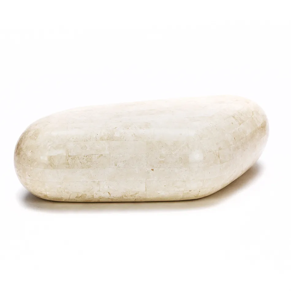 Ovaler Couchtisch aus modernem Fossilstein – Avenue Viadurini