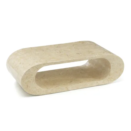 Couchtisch / TV-Ständer aus weißem Achat-Fossilstein – Davis Viadurini