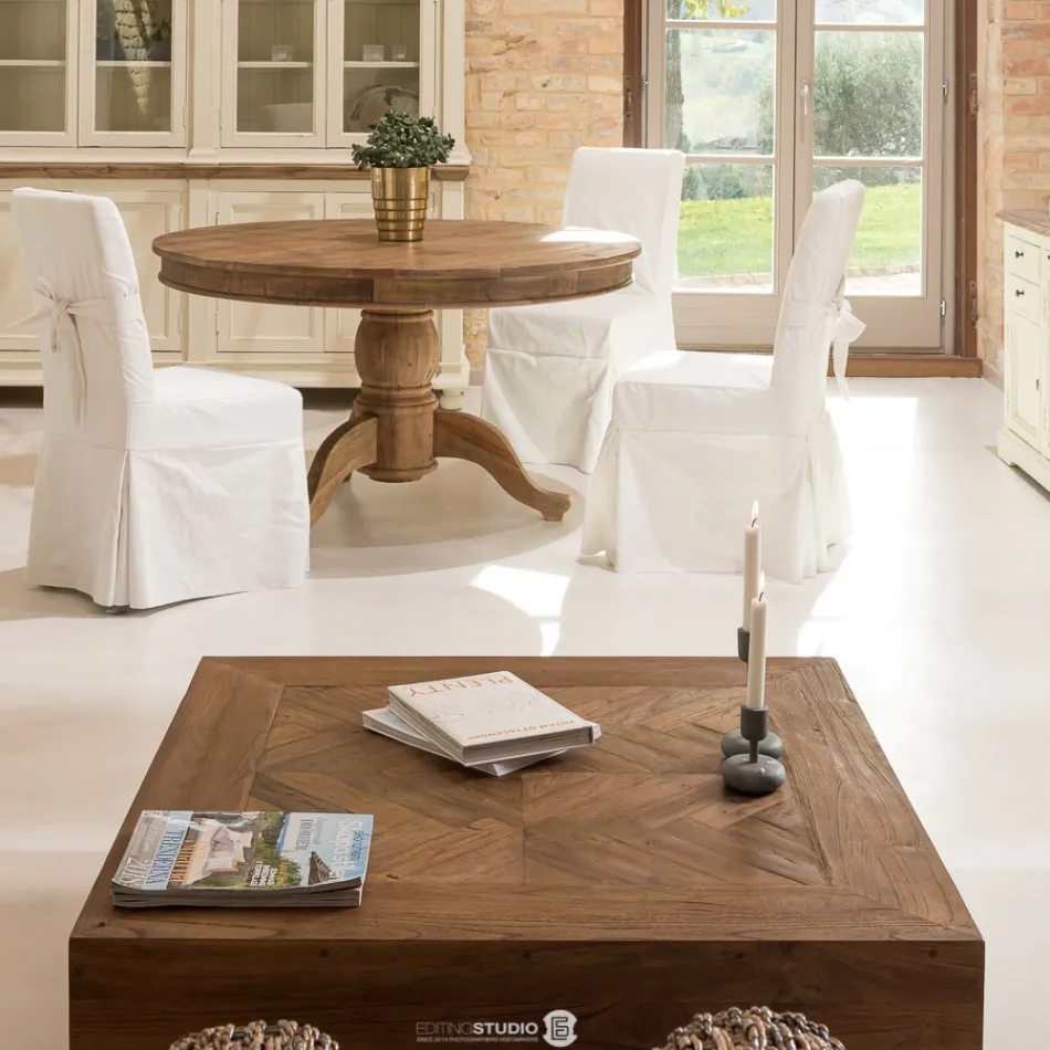 Quadratischer Couchtisch aus recyceltem Tropenholz - Slide Viadurini