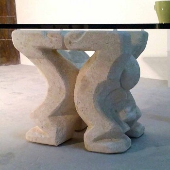 Couchtisch quadratisch Stein und Glas Wohnzimmer von Medusa-S-Design