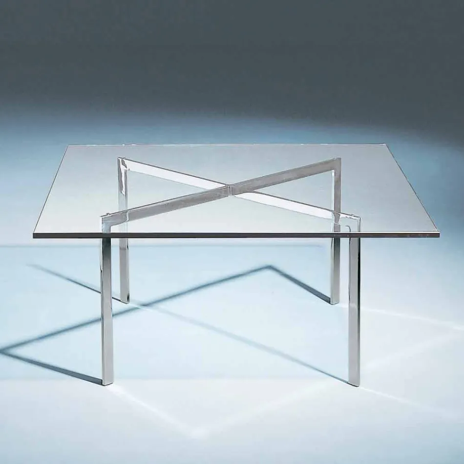 Quadratischer Couchtisch aus gehärtetem Glas Made in Italy - Madrid Viadurini