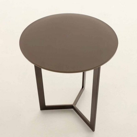 Runder Couchtisch mit Kristallplatte Made in Italy - Indio Viadurini