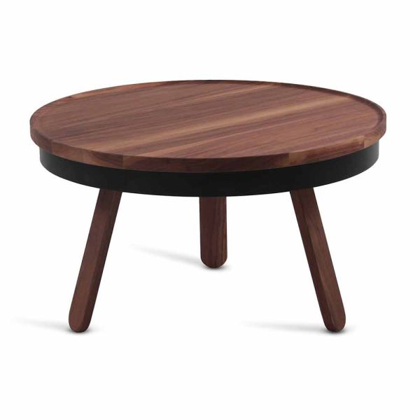 Runder design-couchtisch aus massivholz und metall - salerno