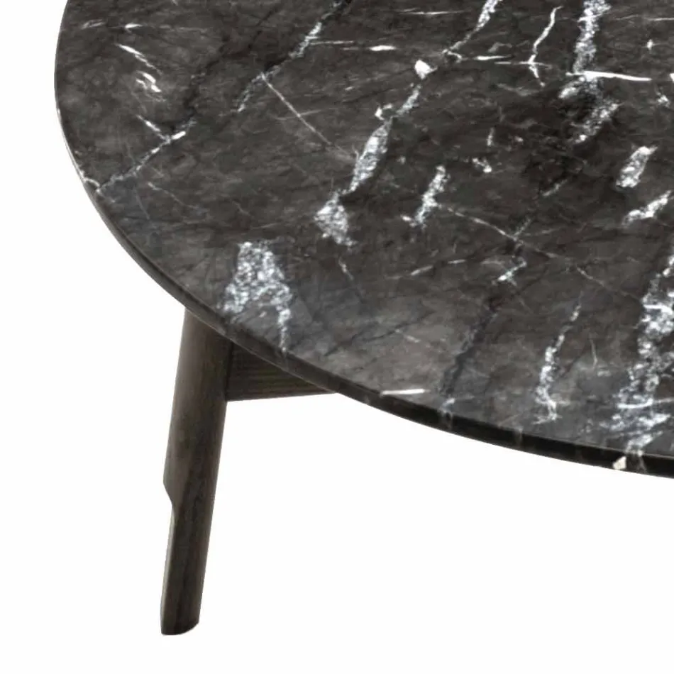 Runder Couchtisch aus Marmor und Buchenholz Made in Italy - Daniela Viadurini