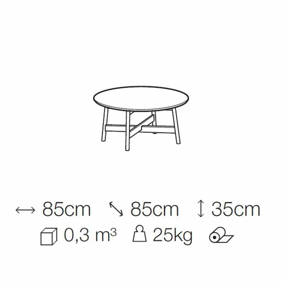 Runder Couchtisch aus Marmor und Buchenholz Made in Italy - Daniela Viadurini