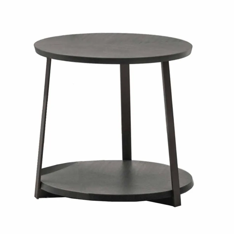 Runder Couchtisch in Mdf mit Metallstruktur Made in Italy - Aloe Viadurini