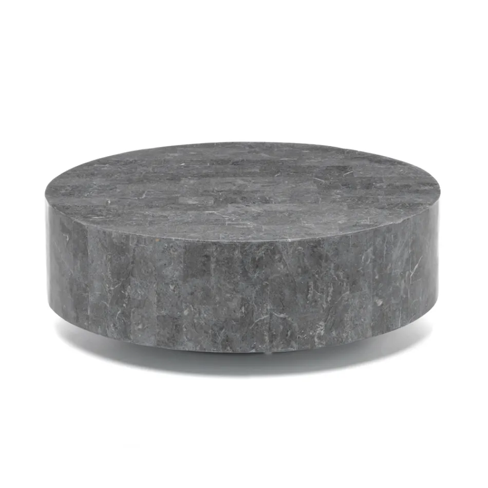 Moderner runder Couchtisch aus Fossil Stone – Vermont Viadurini