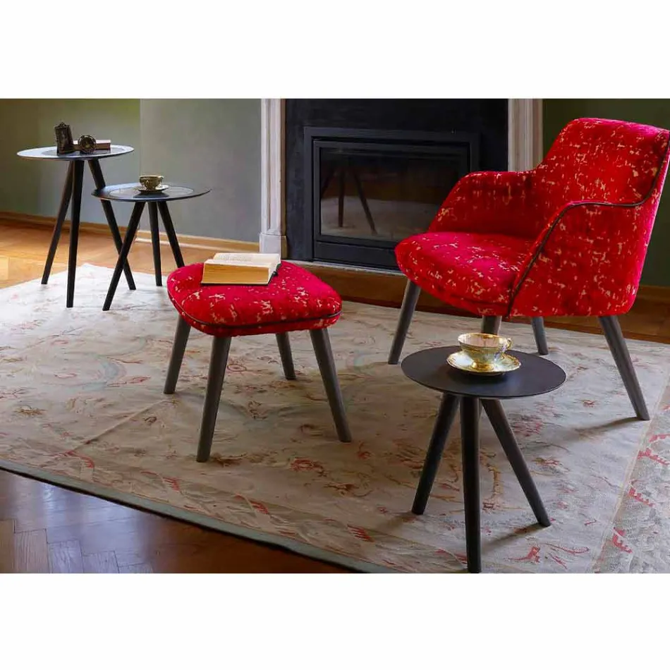 Runder Couchtisch aus schwarz grau lackiertem Holz Made in Italy - Stuttgart Viadurini