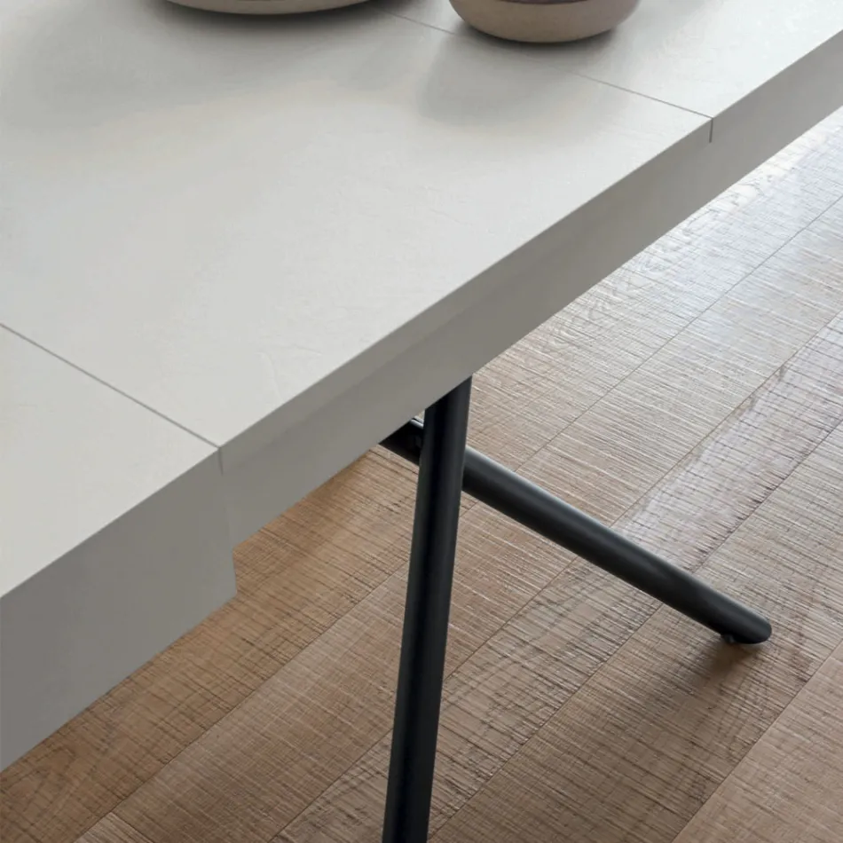 Wandelbarer Couchtisch aus Holz und Metall, Made in Italy - Sanrocco Viadurini