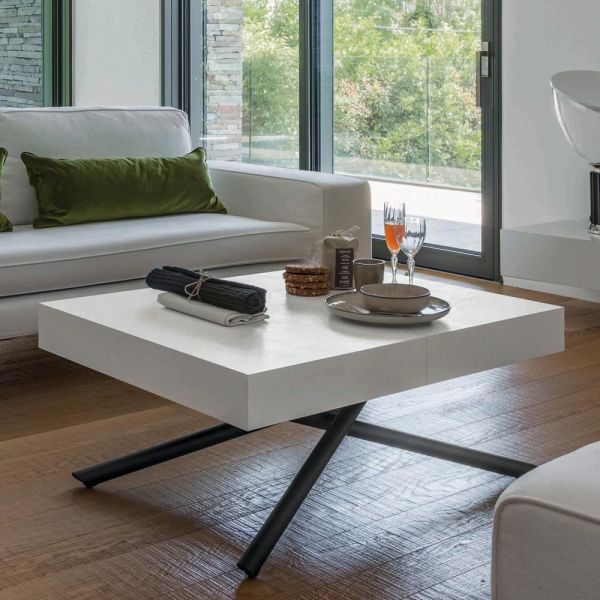 Wandelbarer couchtisch aus holz und metall, made in italy - sanrocco