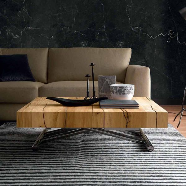 Verwandelnder couchtisch aus massivholz made in italy - trabucco