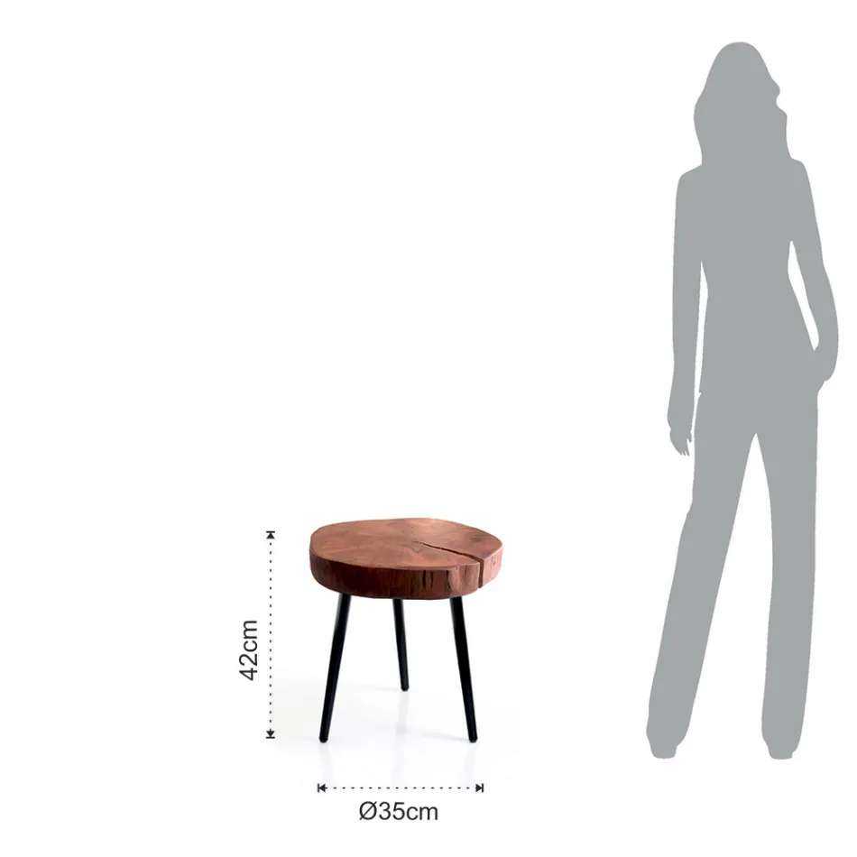 Wohnzimmer-Couchtisch mit Metallbeinen und Massivholzplatte - Sardinien Viadurini