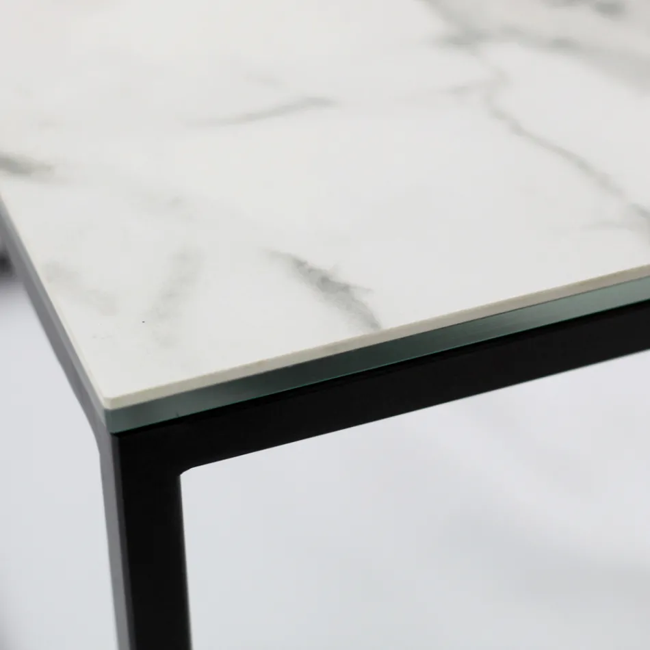 Couchtisch aus Steingut und Stahl, hergestellt in Italien – Birba Viadurini