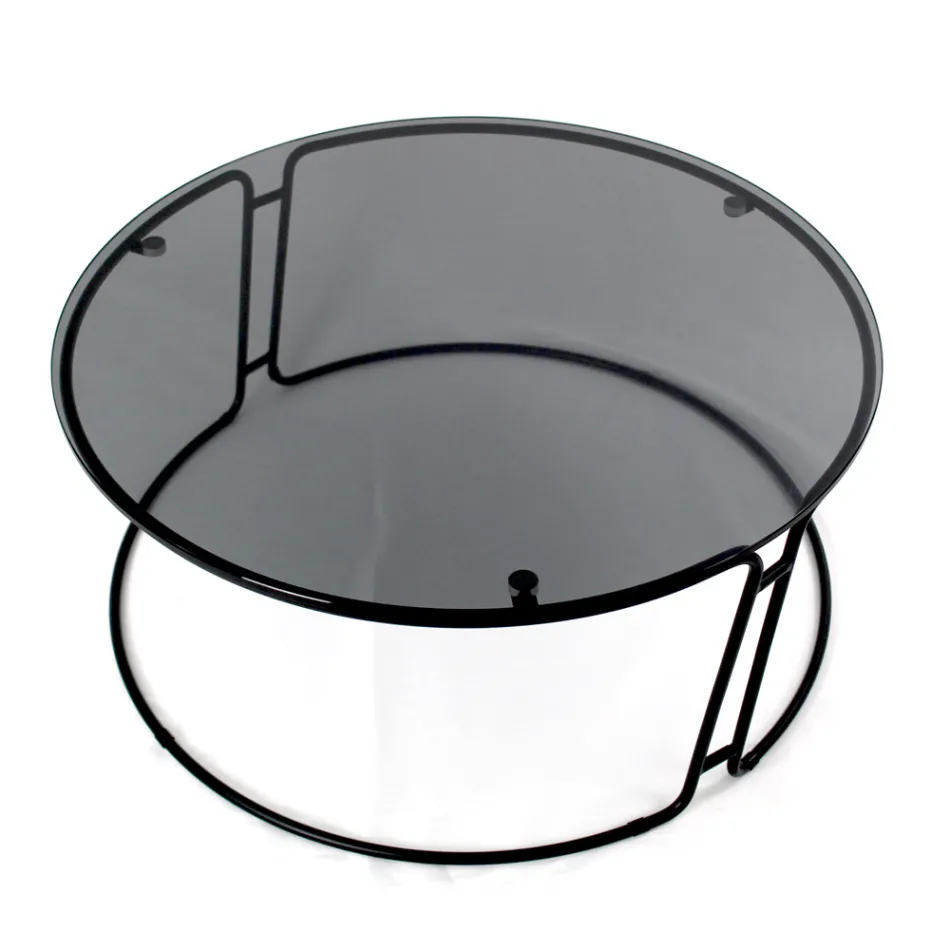 Couchtisch mit Glasplatte und rundem Sockel, hergestellt in Italien – Tullia Viadurini