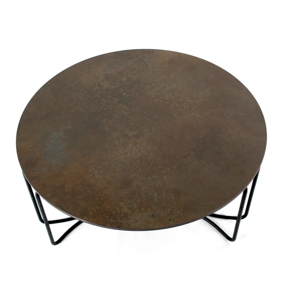 Runder Couchtisch mit 3-sichelförmiger Basis, hergestellt in Italien – Arepa Viadurini
