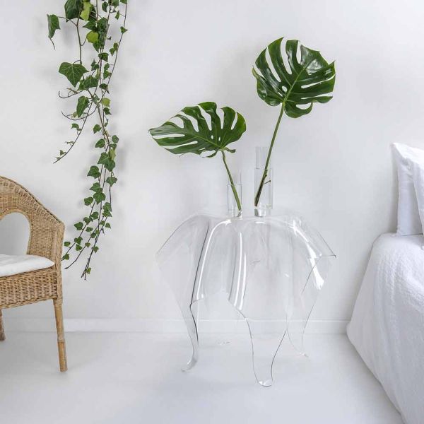 Moderner beistelltisch aus transparentem plexiglas otto, made in italy