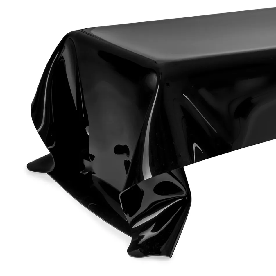 Melia Couchtisch aus schwarzem, drapiertem Plexiglas, hergestellt in Italien Viadurini