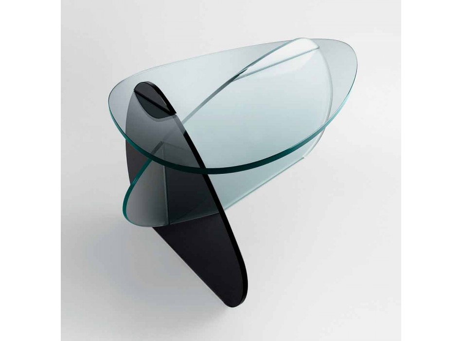Design Couchtisch aus transparentem, geräuchertem und geätztem Glas Made in Italy - Tac Tac