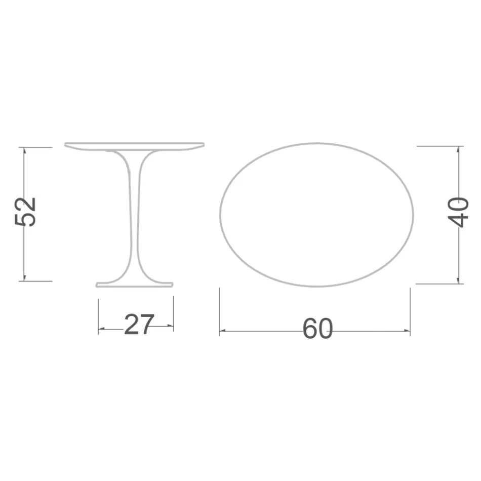 Eero Saarinen H 52 Ovaler Couchtisch aus dunklem Emperador-Marmor, hergestellt in Italien – Scharlachrot Viadurini