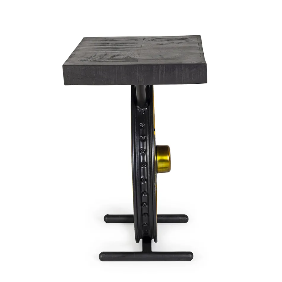 Handgefertigter und industrieller Couchtisch aus Stahl und Mangoholz - Corvino Viadurini