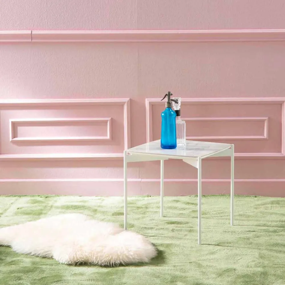 Quadratischer Couchtisch aus Keramik und Metall im modernen Design - Porcupine Viadurini