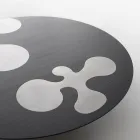 Schwarzer, lackierter Couchtisch aus Lärche mit Einsätzen aus satiniertem Edelstahl - Vergine Viadurini