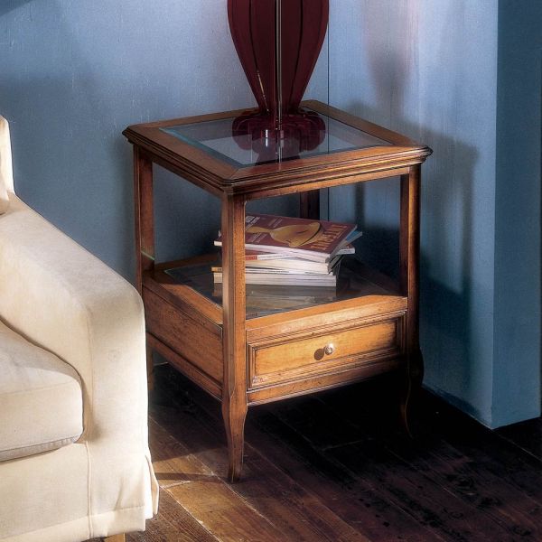 Bassano francia couchtisch aus holz mit glasplatte, hergestellt in italien – patecati