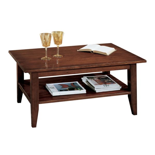 Couchtisch aus patiniertem walnussholz mit ablage made in italy - pekele