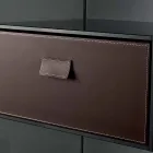 Sofa-Beistelltisch oder Nachttisch aus Rauchglas mit Lederschublade - Linzy Viadurini