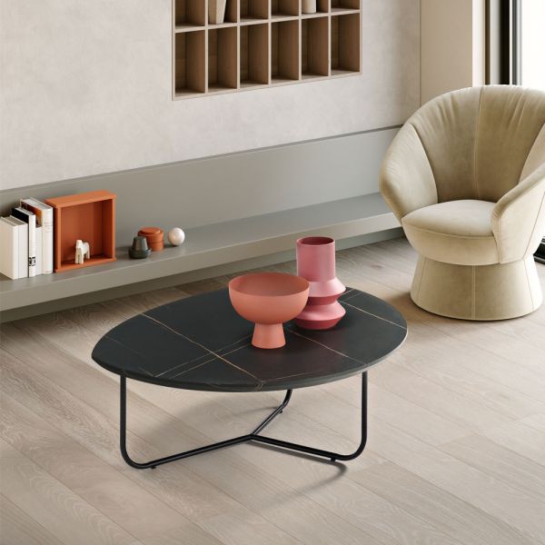 Relia – moderner couchtisch aus mdf und lackiertem metall in verschiedenen ausführungen