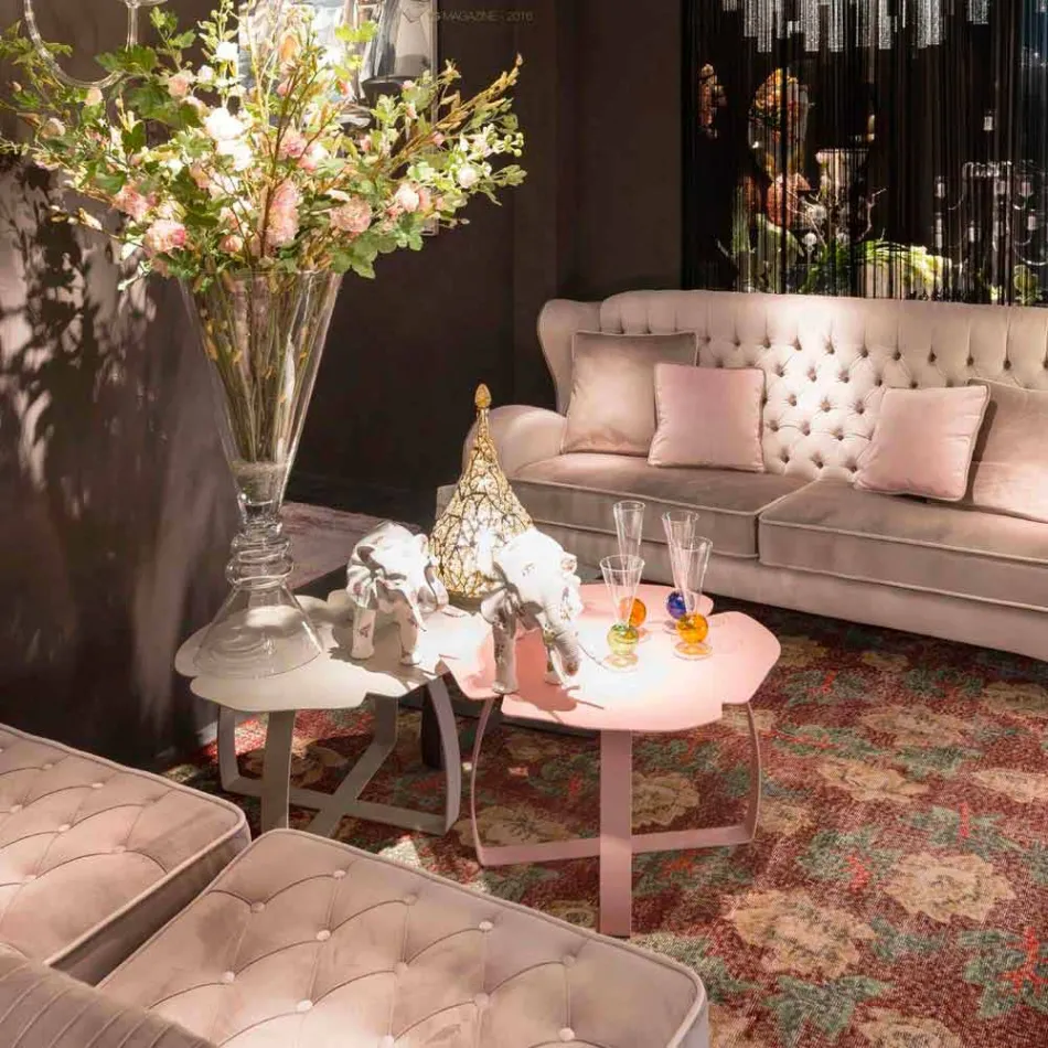 moderne Metall Couchtisch Laserschnittblumenform Andy Viadurini