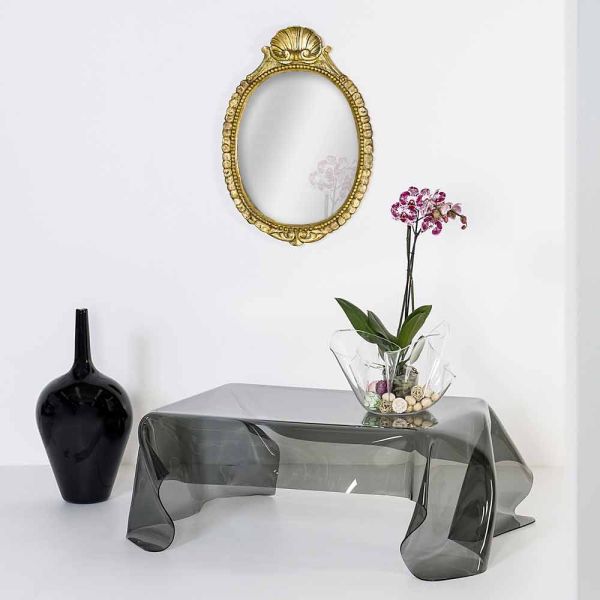 Moderner beistelltisch aus geräuchertem plexiglas asia, made in italy